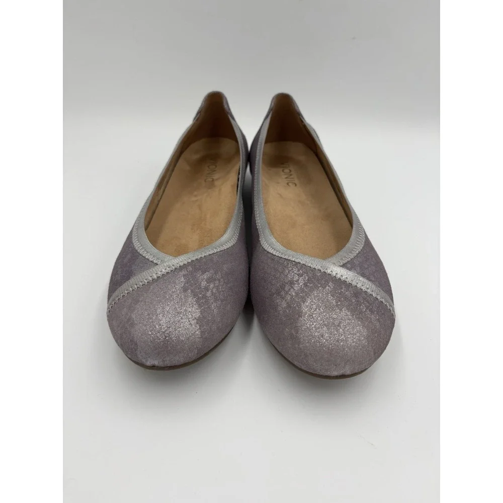 Vionic Caroll Ballet Flat‎ Womens Size 9 Purple Metallic Shimmer Snake Slip On